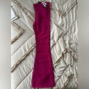 Pretty Little Thing Hot Pink Denim Bell Bottom Jean